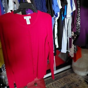 Bright Pink Button-Up Cardigan